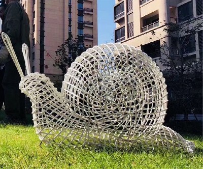 小區園林景觀鏤空蝸牛不銹鋼雕塑定制