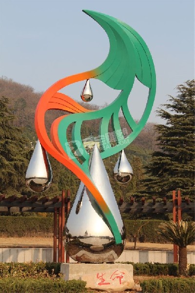 景區廣場鏡面生命水滴不銹鋼雕塑定制