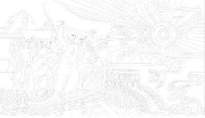 紅色黨建浮雕雕塑原創手繪設計稿