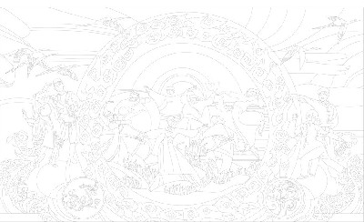 民族團結(jié)浮雕雕塑原創(chuàng)手繪設(shè)計稿