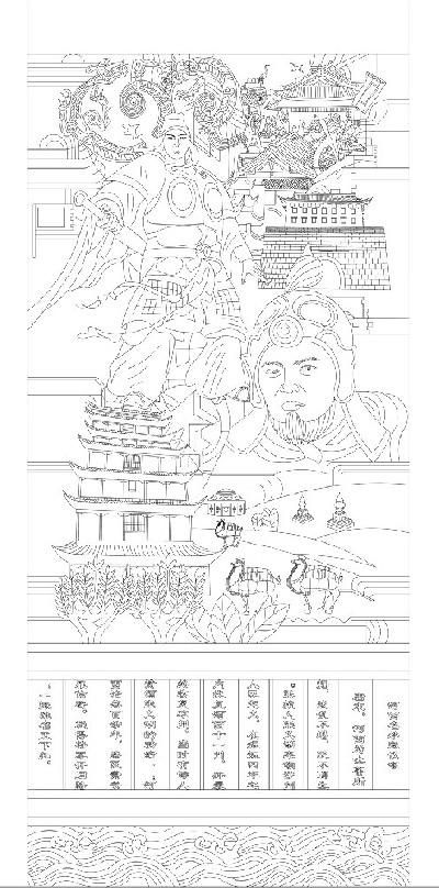 河西名將張議潮浮雕雕塑原創(chuàng)手繪設計稿