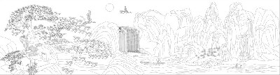 山水風景浮雕雕塑原創(chuàng)手繪設(shè)計稿