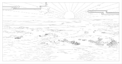 山水風景浮雕雕塑原創(chuàng)手繪設(shè)計稿