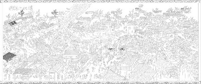 山水風景浮雕雕塑原創(chuàng)手繪設(shè)計稿