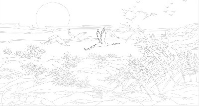 山水風景浮雕雕塑原創(chuàng)手繪設(shè)計稿