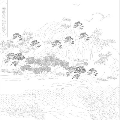 山水風景浮雕雕塑原創(chuàng)手繪設(shè)計稿
