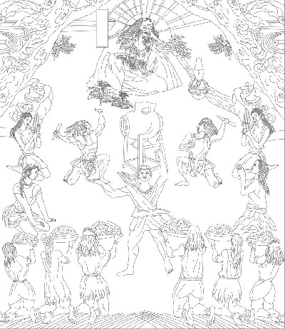 鄉村振興浮雕雕塑原創手繪設計稿