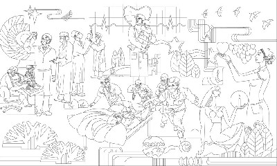 中醫(yī)文化浮雕雕塑原創(chuàng)手繪設(shè)計稿