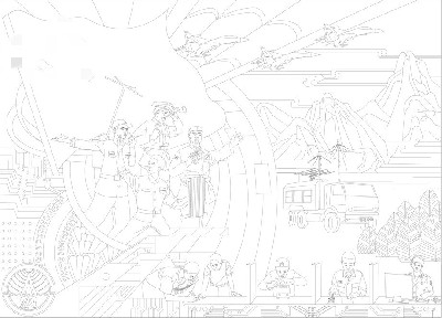 紅色黨建浮雕雕塑原創手繪設計稿