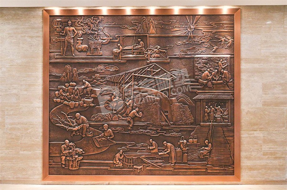 鍛銅浮雕壁畫(huà)勞作圖