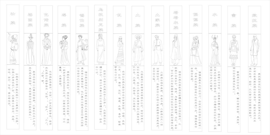 民族團(tuán)結(jié)浮雕雕塑原創(chuàng)手繪設(shè)計(jì)稿