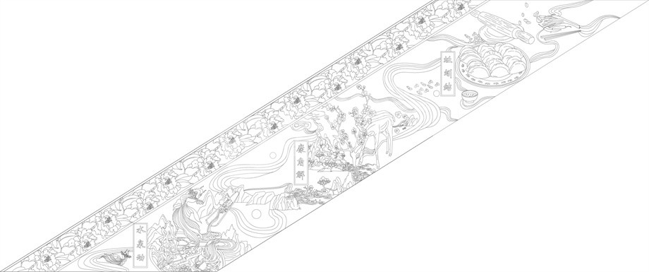 鄉村振興浮雕雕塑原創手繪設計稿