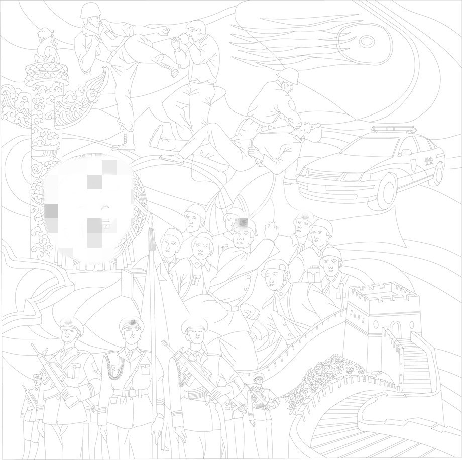 紅色黨建浮雕雕塑原創手繪設計稿